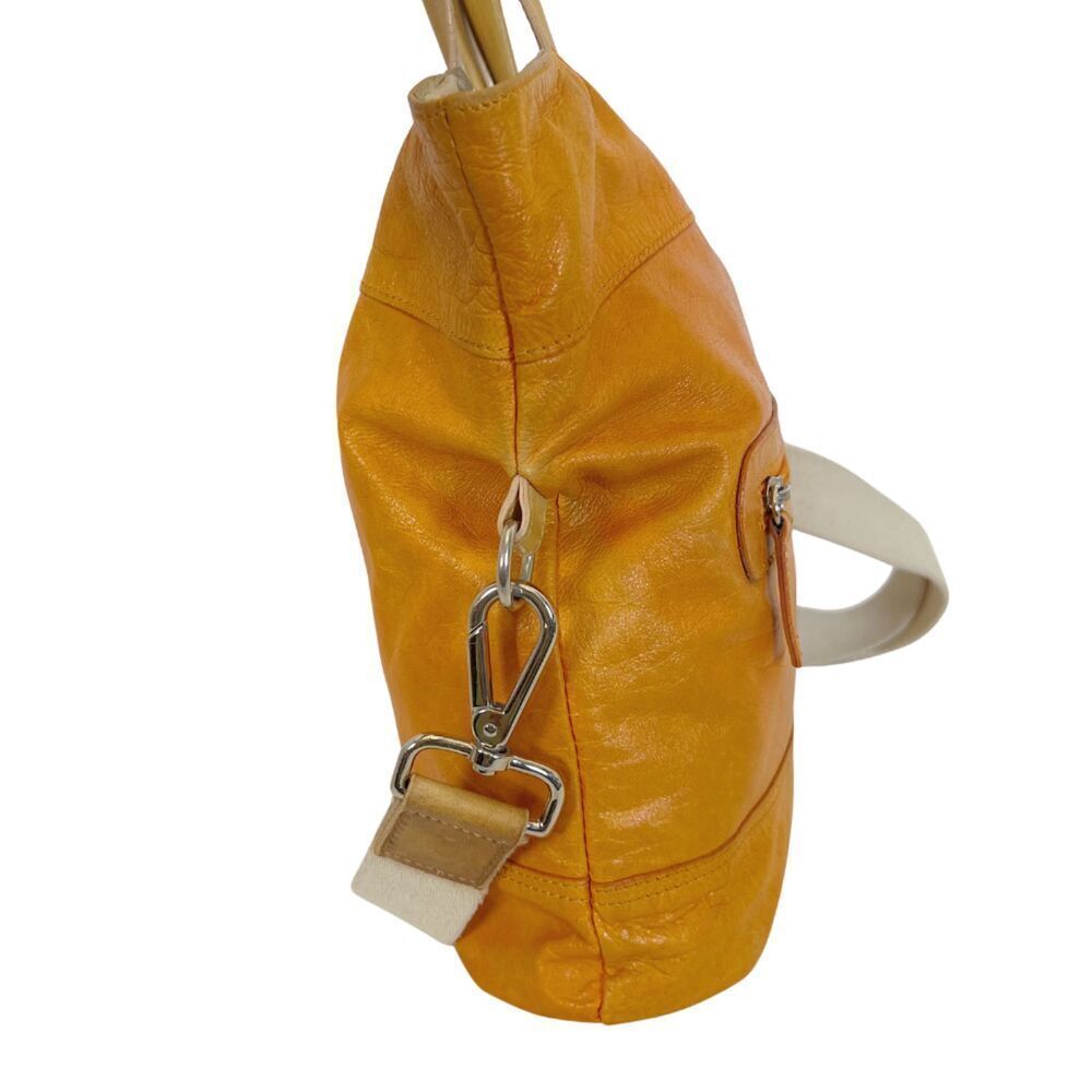 Maurizio Taiuti Italian Orange Leather Handbag Crossbody Purse - Picture 2 of 12